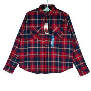 Berkley Jensen Men's Rio Red Blue Flannel Plaid Shirt Size XXL Long Sleeve NWT